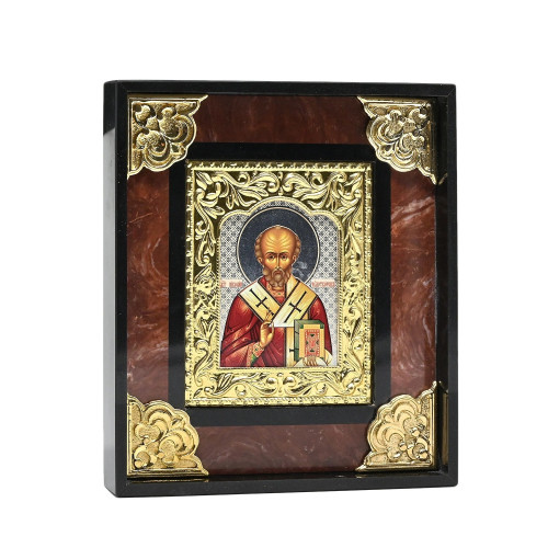 Икона Николай Чудотворец, оклад лемезит